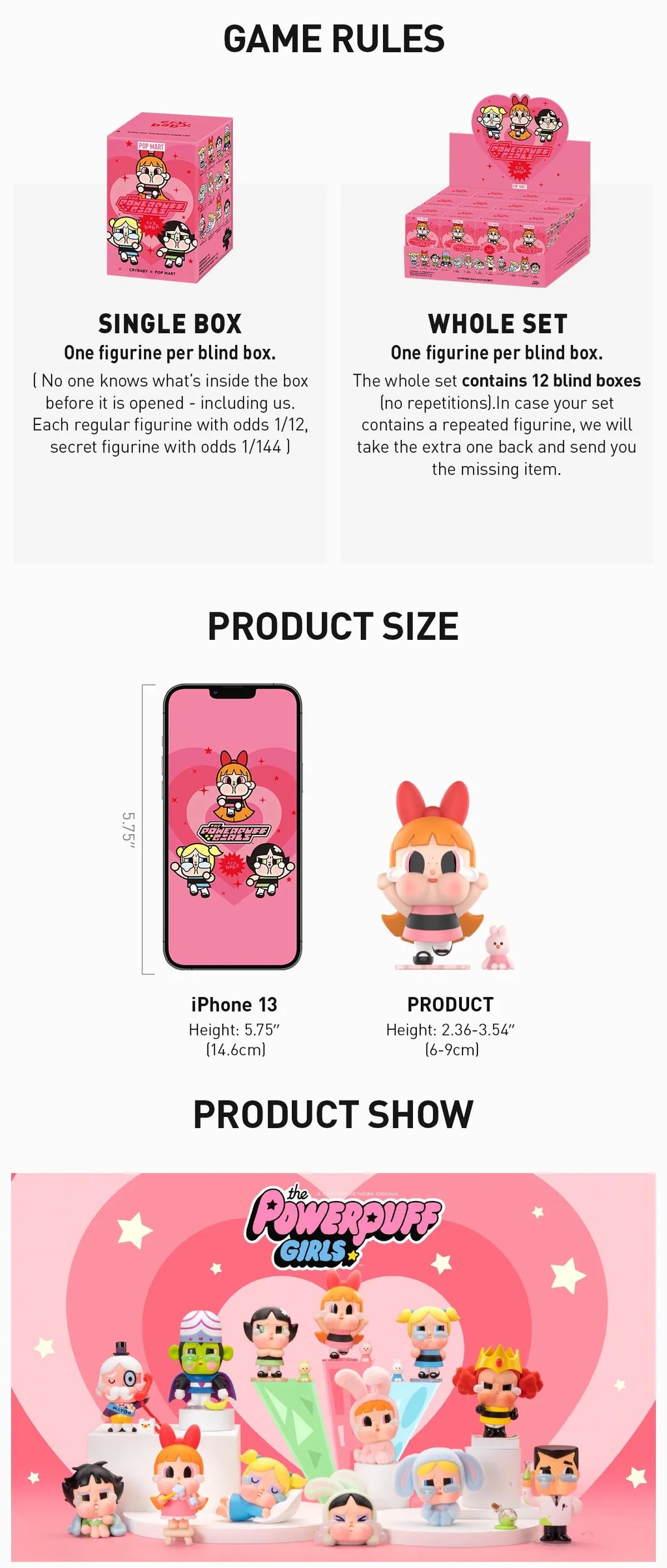 Authentic POP MART CRYBABY × Powerpuff Girls Series Figures BLIND BOX
