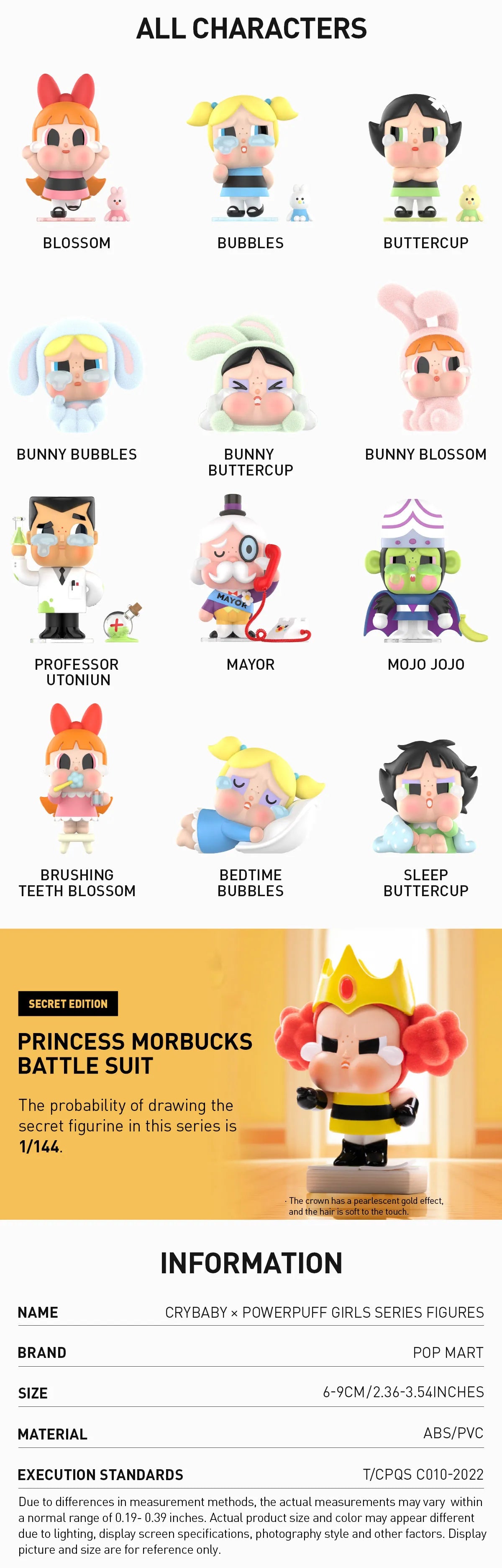 Authentic POP MART CRYBABY × Powerpuff Girls Series Figures BLIND BOX