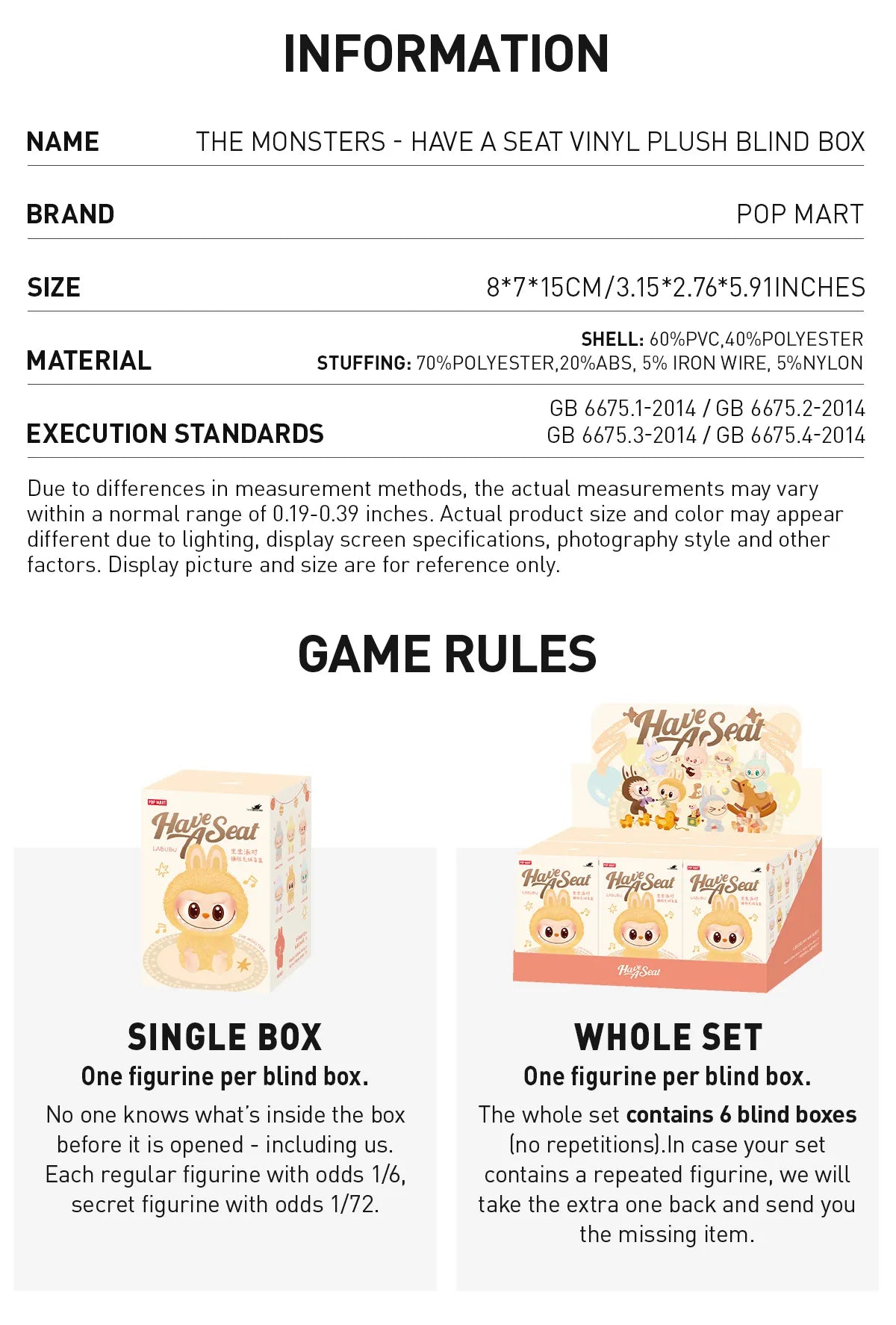 AUTHENTIC POP MART LABUBU THE MONSTERS - Have a Seat Vinyl Plush BLIND BOX