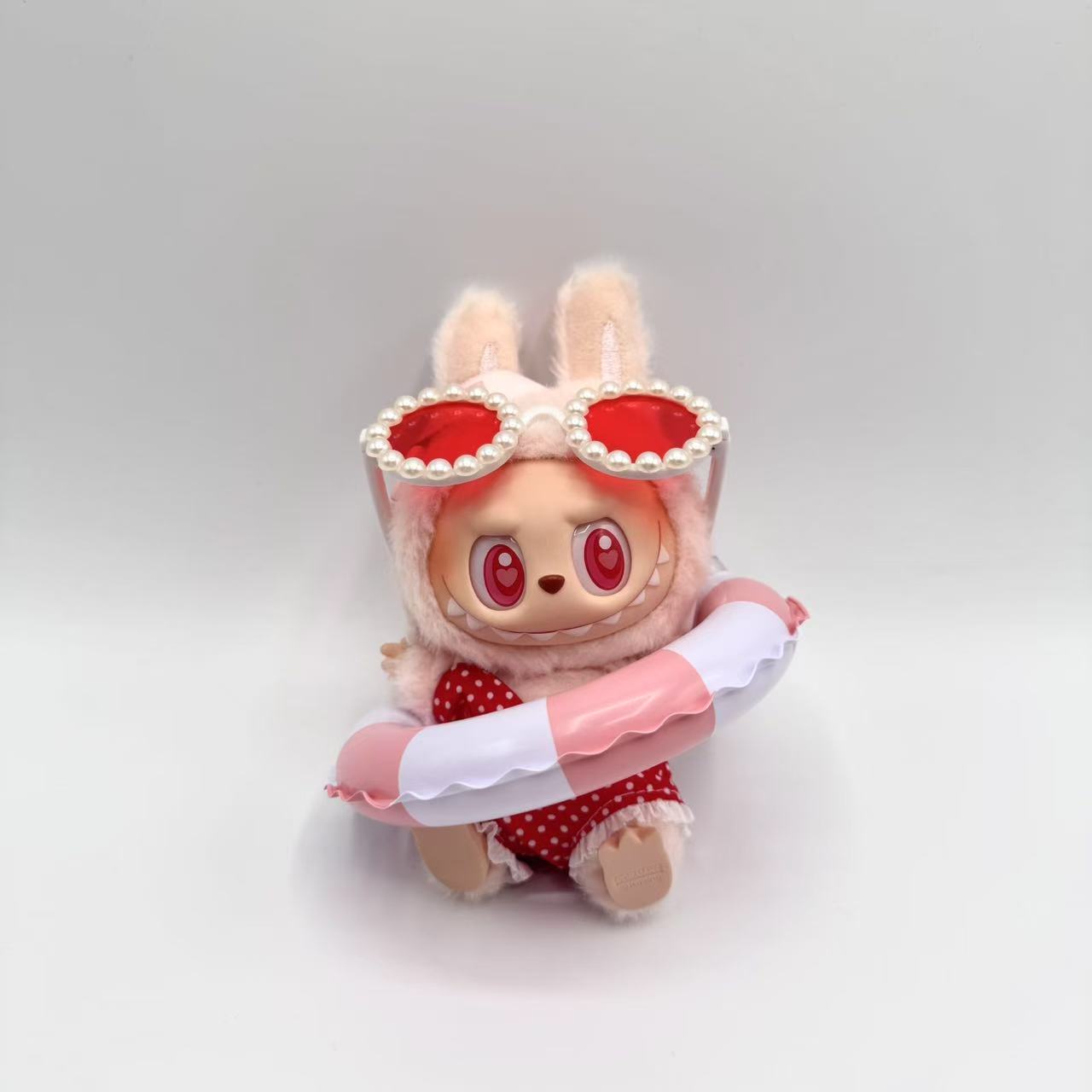 Labubu Red One-Piece Swimsuit Set w/ Swim Ring & Pearl Sunglasses (Doll Not Included)