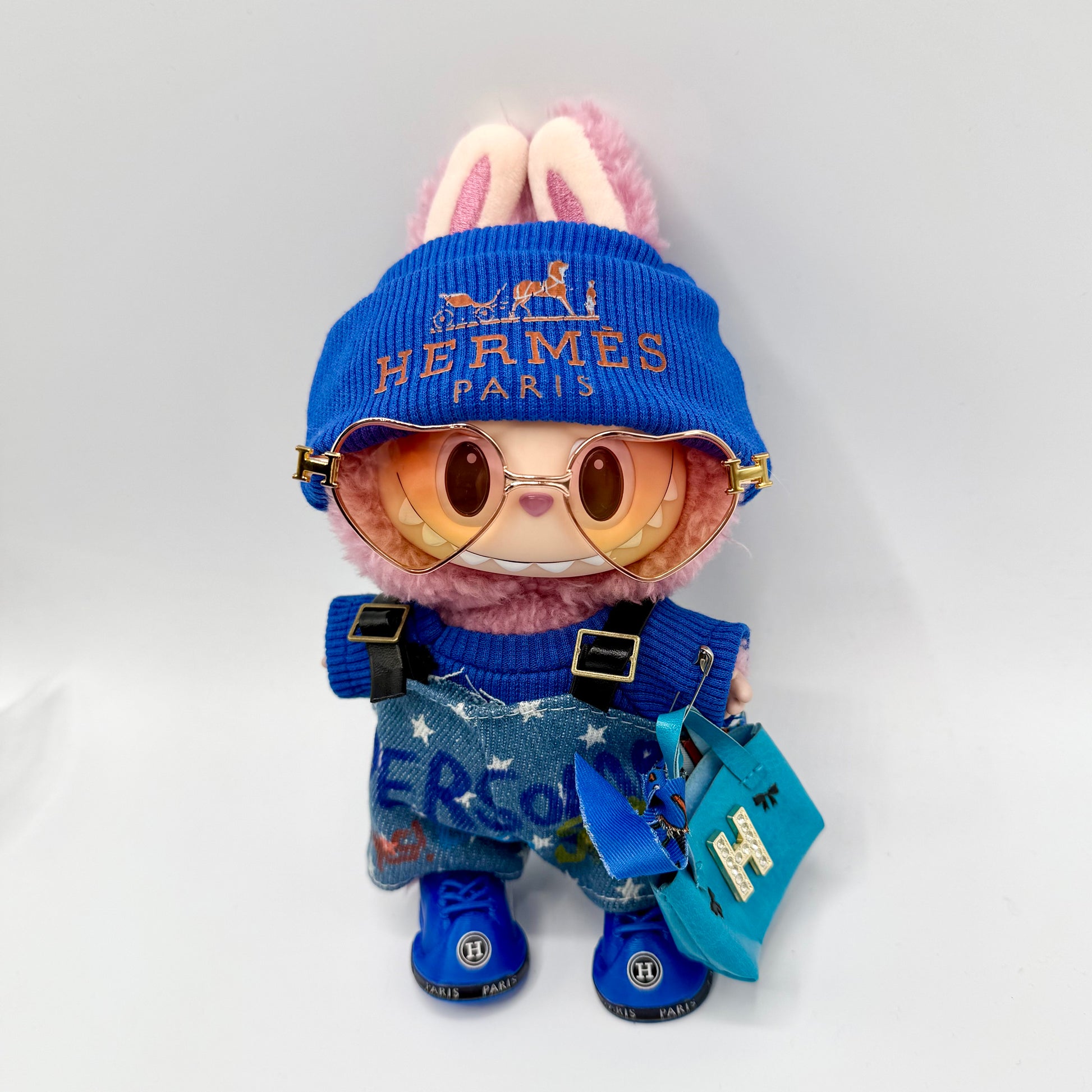 Labubu Blue Hermes Outfit Full Set with Mini Tote Bag (Doll not included)