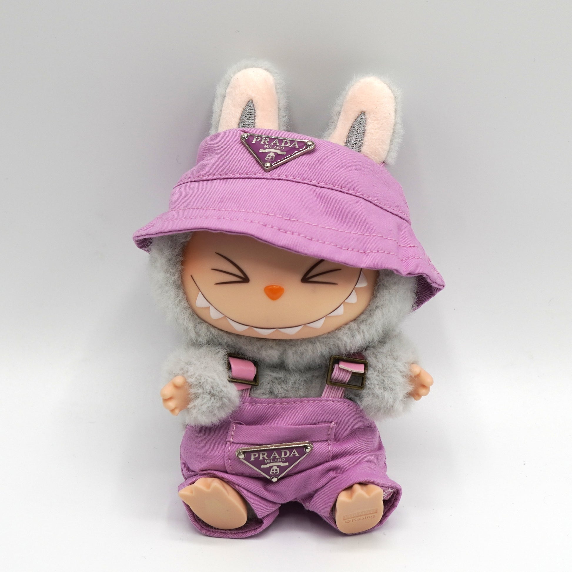 Labubu Purple Overall – Prada-Style Overalls & Bucket Hat