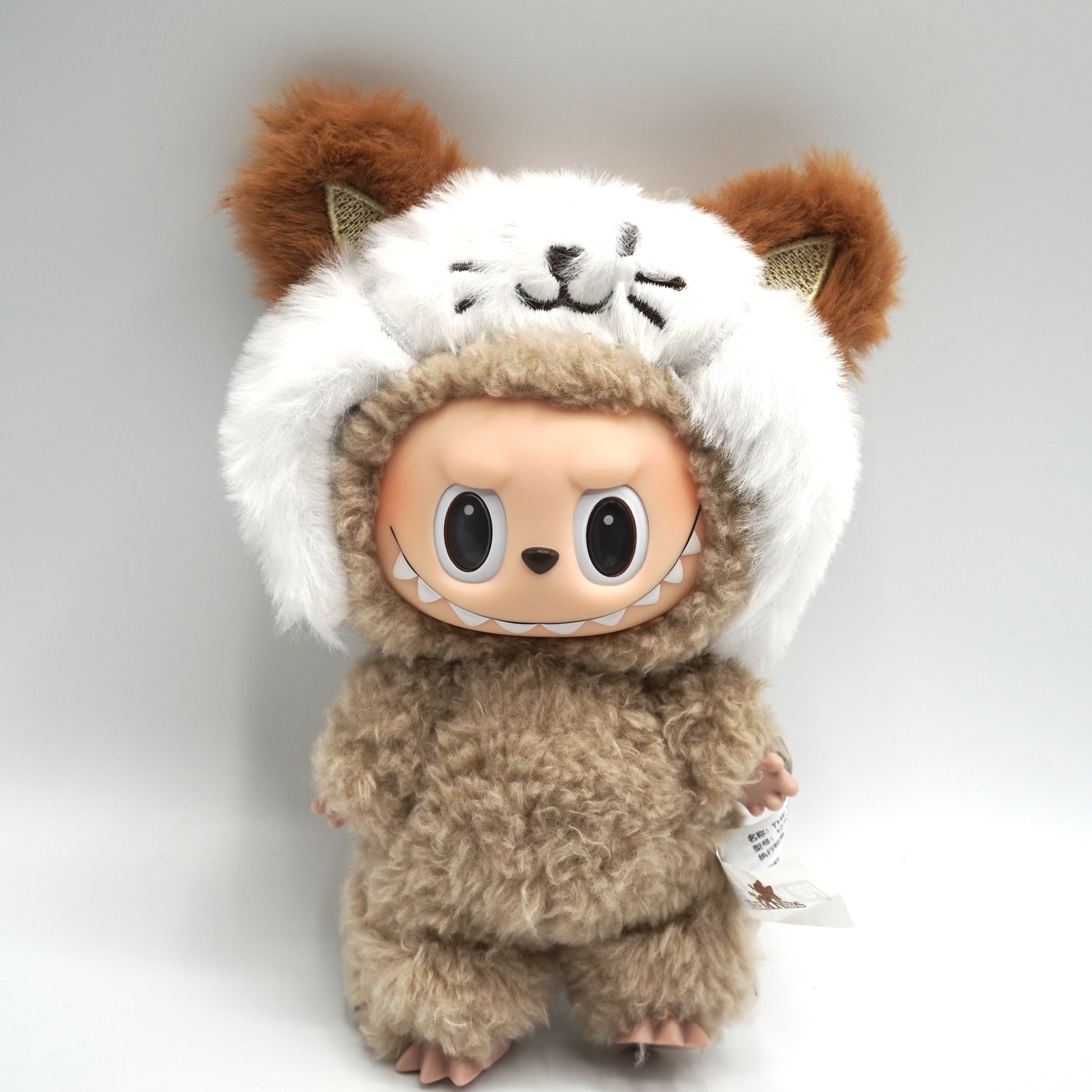 Labubu Brown Cat Plush in Overalls