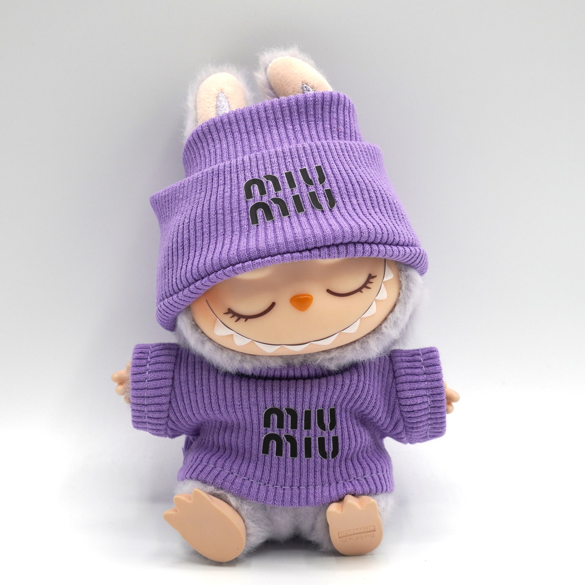 Labubu Purple MiuMiu Beanie Set