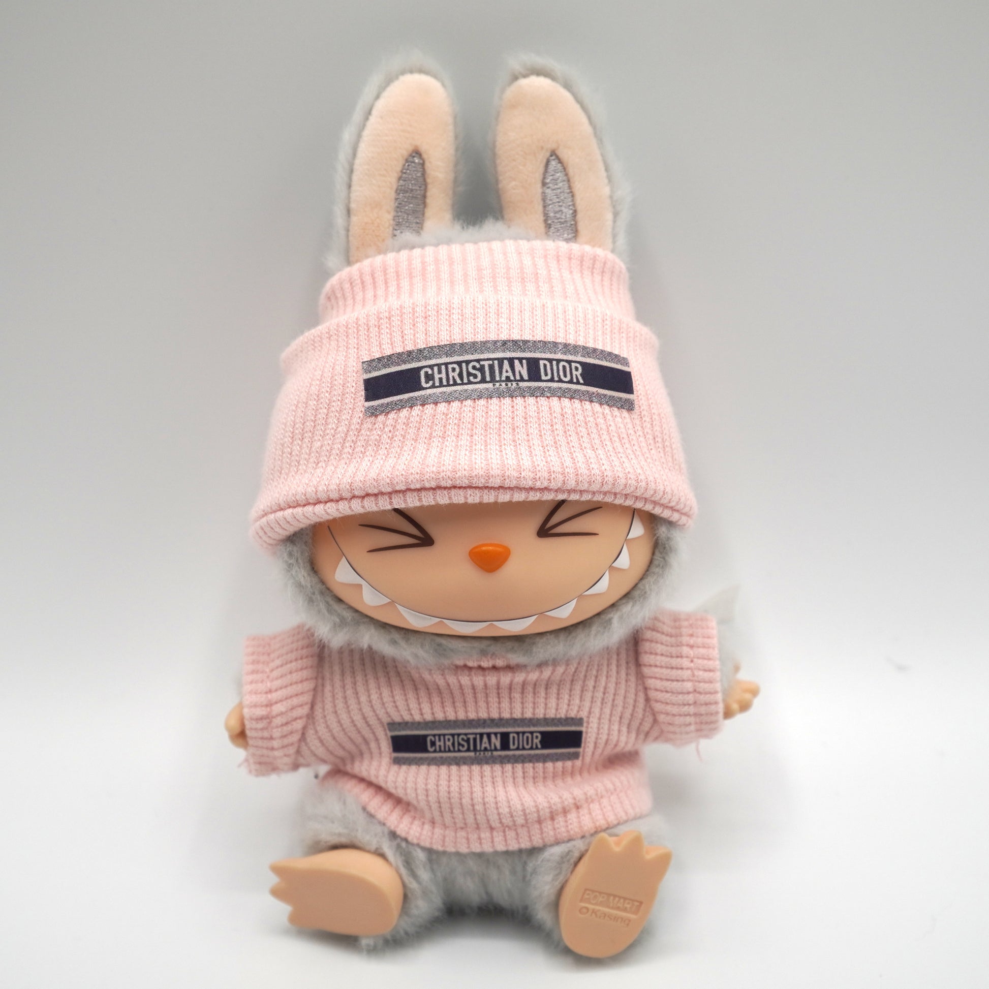 Labubu Pink Dior Beanie Set