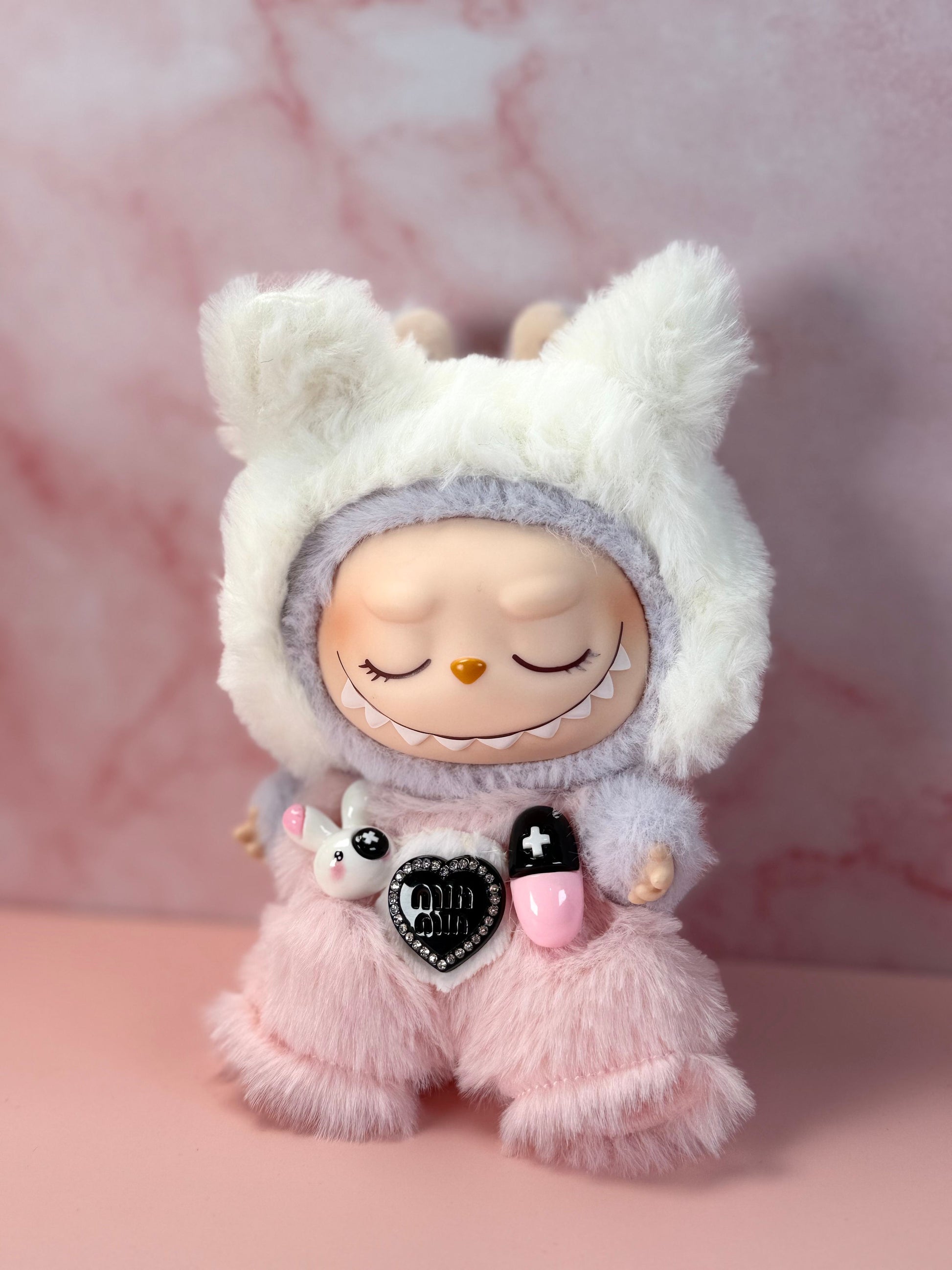Labubu Kitty Plush – Cute White & Pink MiuMiu Collectible