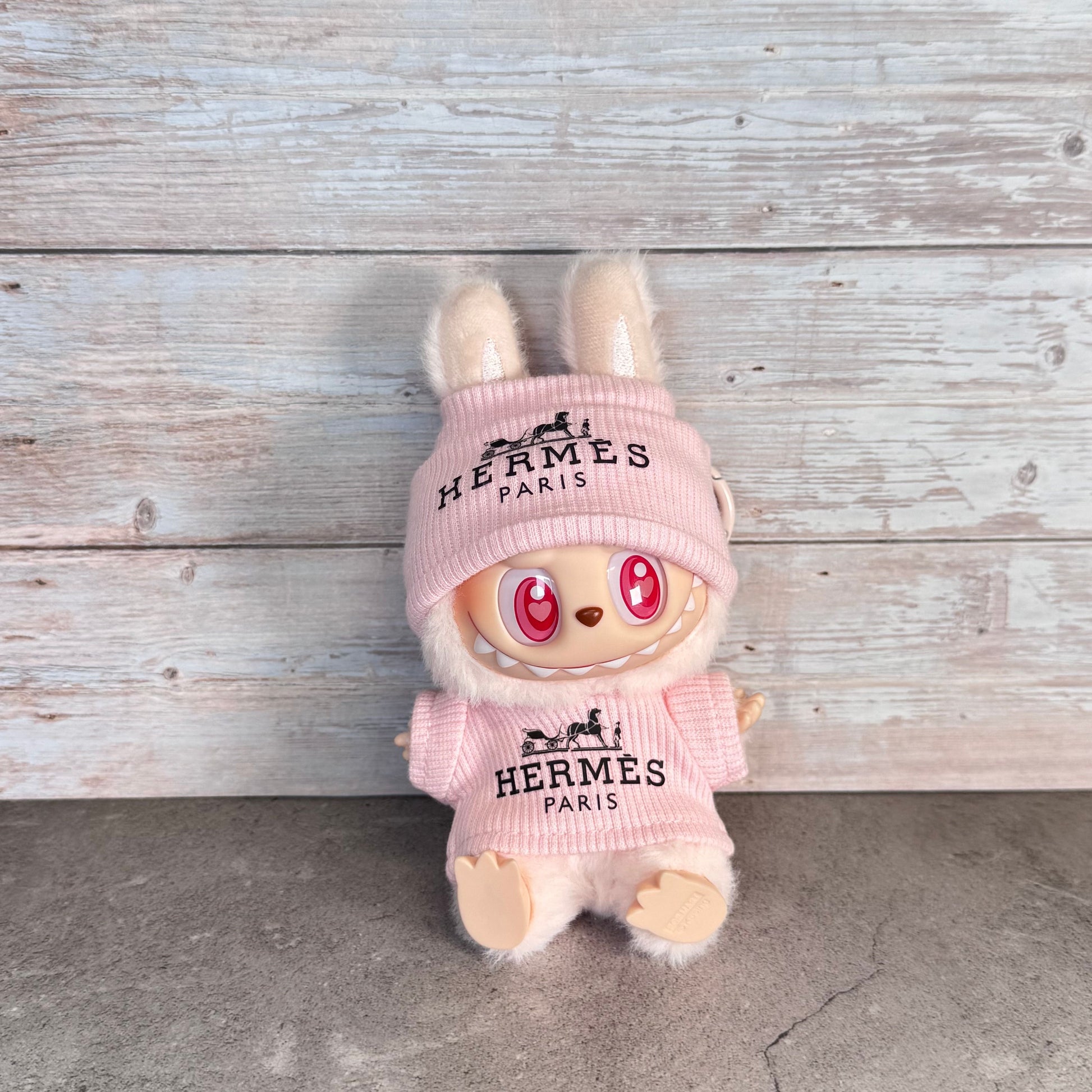Labubu Pink Hermes Beanie Set